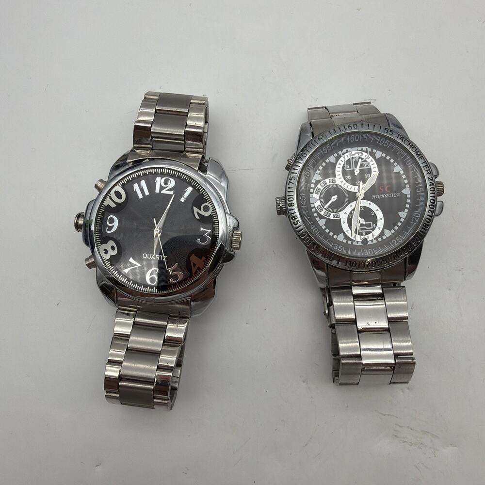 SC High & Tide Spy Watch Tachymeter Quartz Watch Lot of 2 Parts Repair Untested